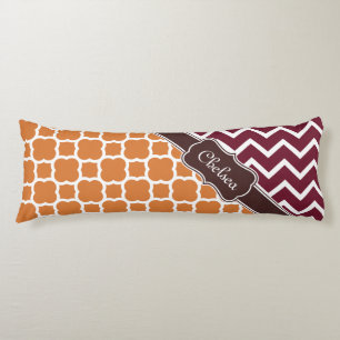 Orange Lattice Maroon Chevron Mönster Brown Namn Kroppskudde