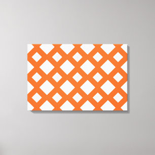 Orange Lattice på White Canvastryck