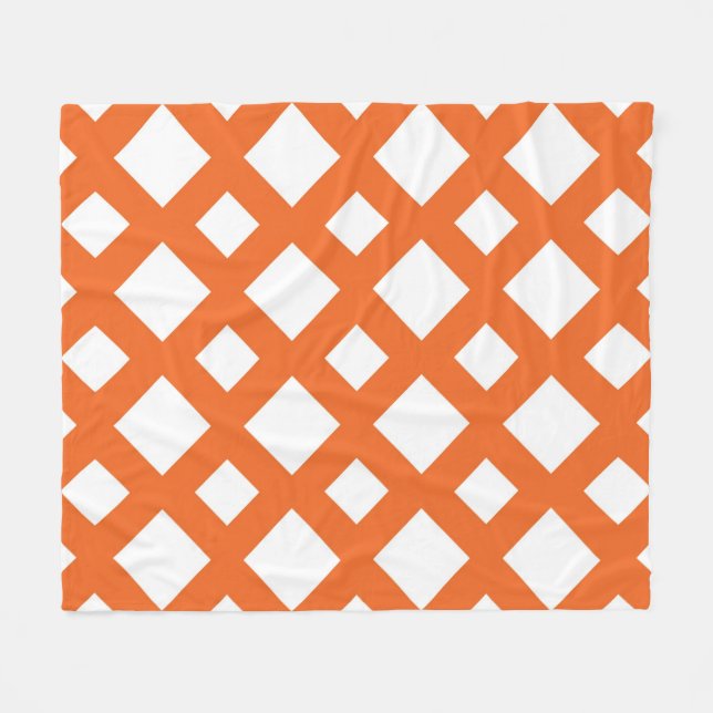 Orange Lattice på White Fleecefilt (Framsidan (Horisontell))