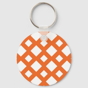 Orange Lattice på White Nyckelring