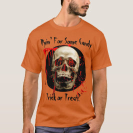 Orange Laughing Skull Bloody Halloween T Shirt