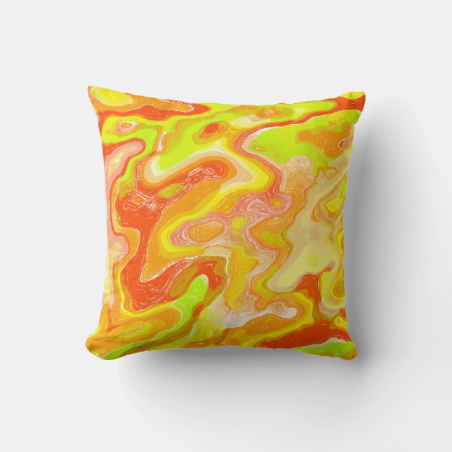 Orange Lava Marmor Topografisk Textur Abstrakt Kudde (Framsida)