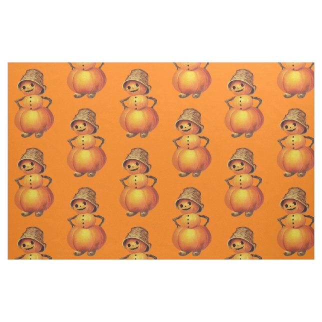 Orange Leende Jack O' Lantern Snöman Tyg (Fat Quarter)