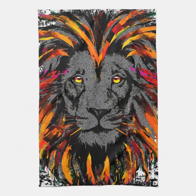 Orange Lejon Head - Lejona Ansikte - Lejona köksha Kökshandduk (Vertikal)