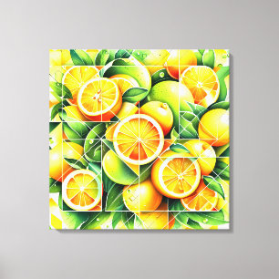 Orange Lemon Botanisk Citrus Geometrisk Canvastryck