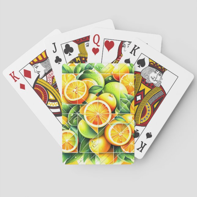 Orange Lemon Botanisk Citrus Geometrisk Casinokort (Baksidan)