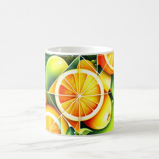Orange Lemon Botanisk Citrus Geometrisk Kaffemugg (Center)