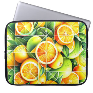 Orange Lemon Botanisk Citrus Geometrisk Laptop Fodral