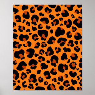Orange Leopard Cheetah Skin Print Mönster Poster