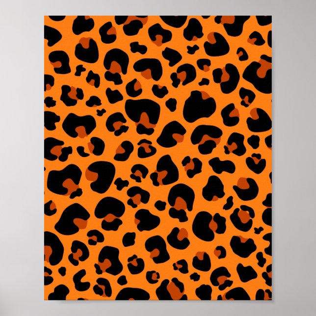 Orange Leopard Cheetah Skin Print Mönster Poster (Framsidan)