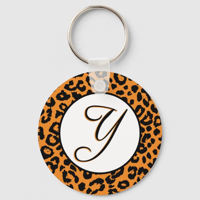 Orange Leopard Design med Y Nyckelring (Framsida)