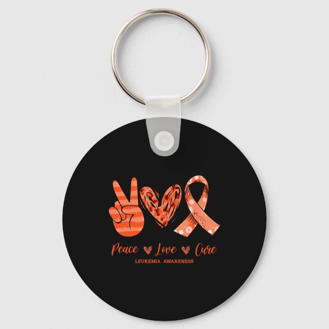Orange Leopard Peace Kärlek Cure Leukemia Awarenes Nyckelring (Framsida)