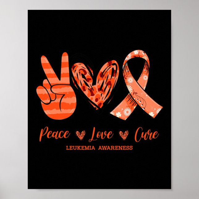 Orange Leopard Peace Kärlek Cure Leukemia Awarenes Poster (Framsidan)