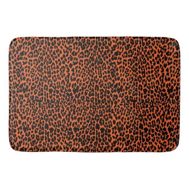 Orange Leopard Skin Skriv ut Badrumsmatta (Framsidan)