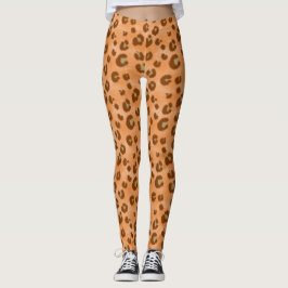 Orange Leopard Skriv ut Leggings