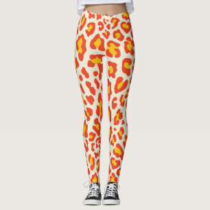Orange Leopard Skriv ut Leggings