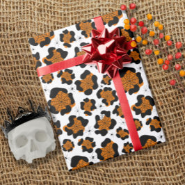 Orange Leopard Skriv ut Spider Mönster Halloween Presentpapper