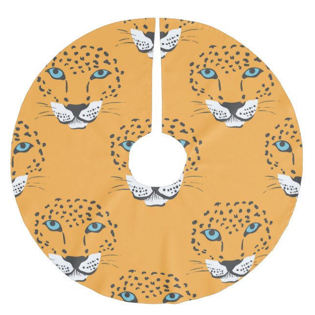 Orange leopard, sömlös mönster. julgransmatta borstad polyester (Framsidan)