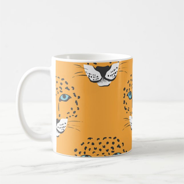 Orange leopard, sömlös mönster. kaffemugg (Vänster)