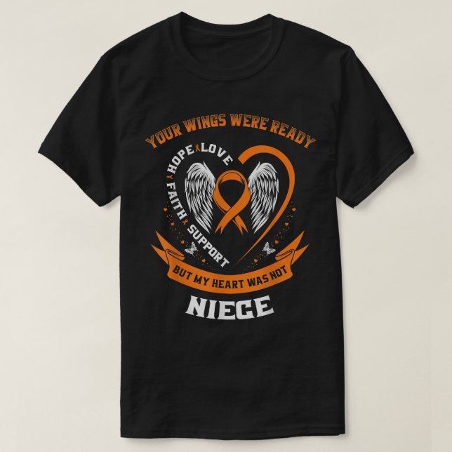 Orange Leukemi Awareness Niece Childnature Cancer  T Shirt (Design framsida)
