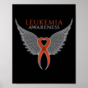 Orange Leukemi Awareness Ribbon med Angel Vingar Poster