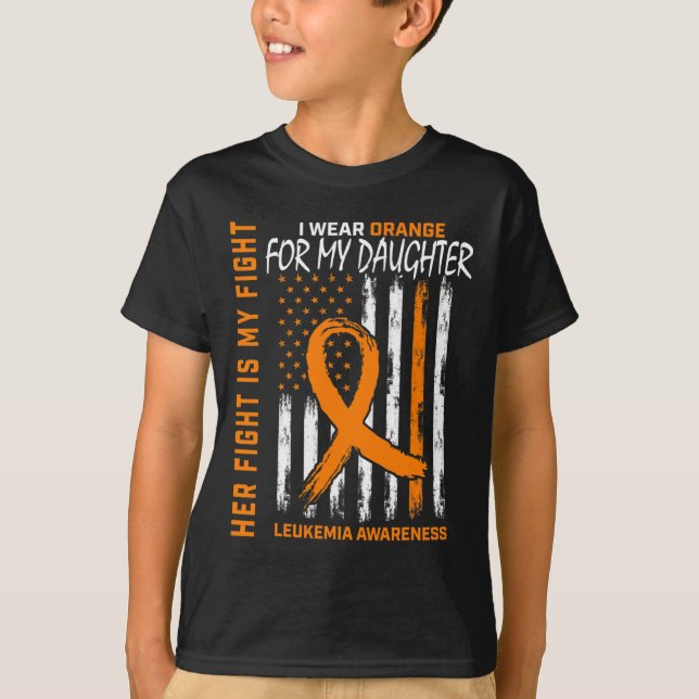 Orange Leukemi Cancer Awareness American T Shirt (Framsida)