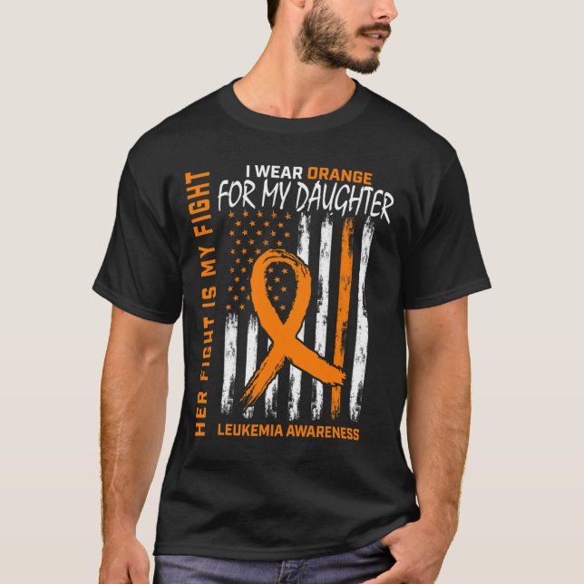 Orange Leukemi Cancer Awareness American T Shirt (Framsida)