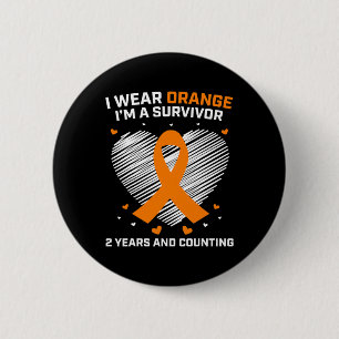 Orange Leukemi Survivor Gifts 2 år Cancer Free Knapp