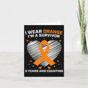 Orange Leukemi Survivor Gifts 3 år Cancer Free Kort