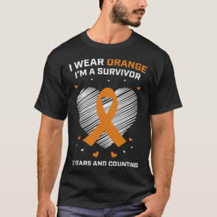 Orange Leukemi Survivor Gifts 3 år Cancer Free T Shirt