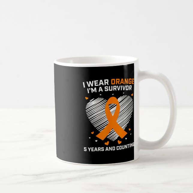 Orange Leukemi Survivor Gifts 5 år Cancer Free Kaffemugg (Höger)