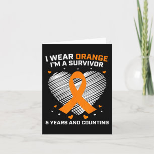 Orange Leukemi Survivor Gifts 5 år Cancer Free Kort
