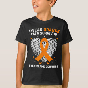Orange Leukemi Survivor Gifts 5 år Cancer Free T Shirt