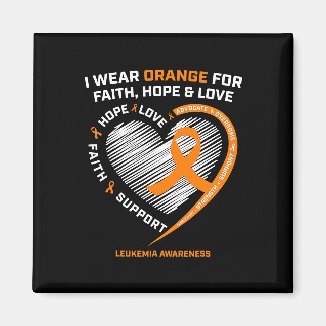 Orange Leukemia Awareness Faith Hope Kärlek Christ Magnet (Framsidan)