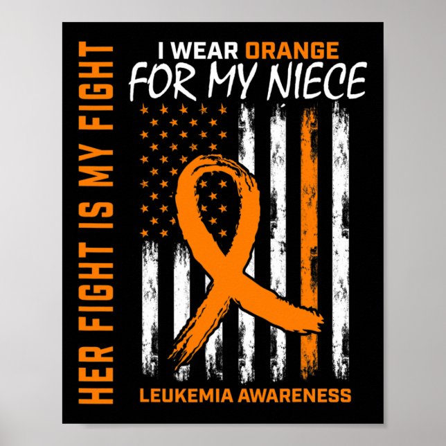 Orange Leukemia Cancer Awareness Niece American Fl Poster (Framsidan)