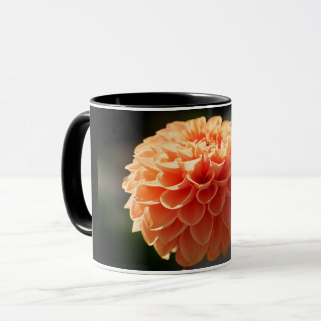  Orange Light Dahlia – Fin konstblommfotografering Mugg (Framsida vänster)