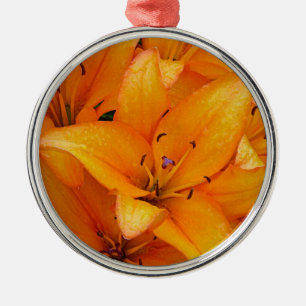 Orange, lila blommor design christmas ornament
