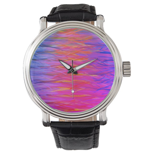 Orange Lila Blue Abstrakt Painting Armbandsur (Framsida)