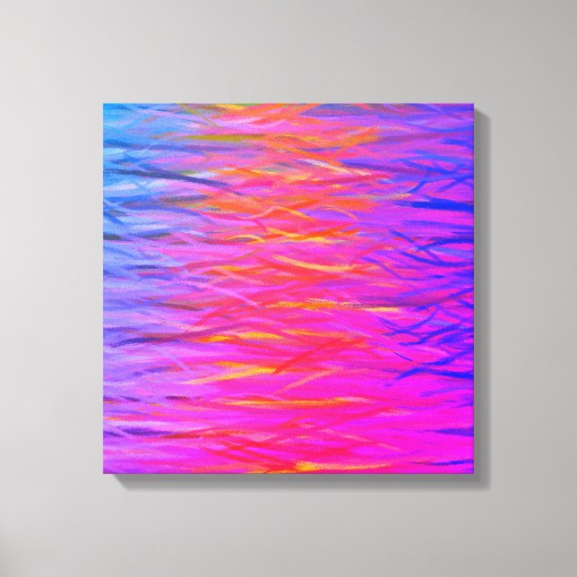 Orange Lila Blue Abstrakt Painting Canvastryck (Framsida)