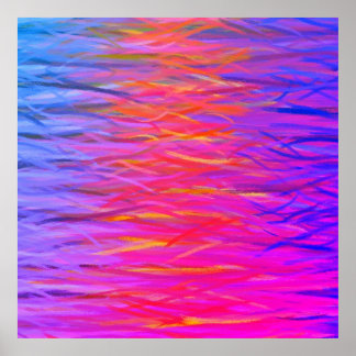 Orange Lila Blue Abstrakt Painting Poster