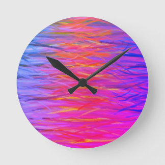 Orange Lila Blue Abstrakt Painting Rund Klocka