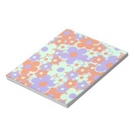Orange Lila Blue Retro Y2K 70 s Flower Mönster Anteckningsblock