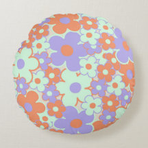 Orange Lila Blue Retro Y2K 70 s Flower Mönster