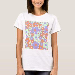 Orange Lila Blue Retro Y2K 70 s Flower Mönster T Shirt