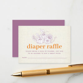 Orange Lila Burlap Little Pumpkin Diaper Raffle Tilläggskort