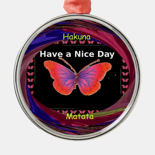 Orange Lila Butterfly har en fin utskrift Julgransprydnad Metall (Framsidan)