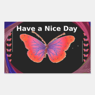 Orange Lila Butterfly har en fin utskrift Rektangulärt Klistermärke