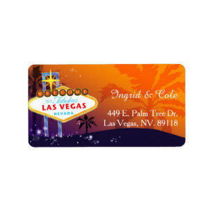 Orange Lila Las Vegas Bröllop Adress Adressetikett