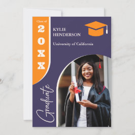 Orange lila modern examensfoto meddelande