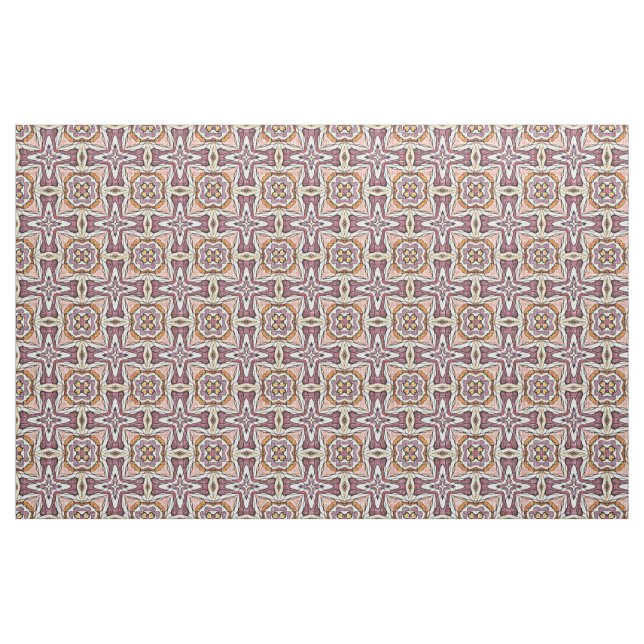 Orange Lila Retro Chic Nouveau Deco Mönster Tyg (Fat Quarter)